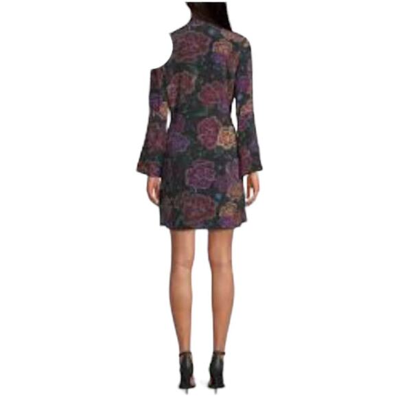 Robert Graham NWOT Silk Brenna Floral Printed Tie-Neck Shift Dress Size S Purple - Picture 2 of 14